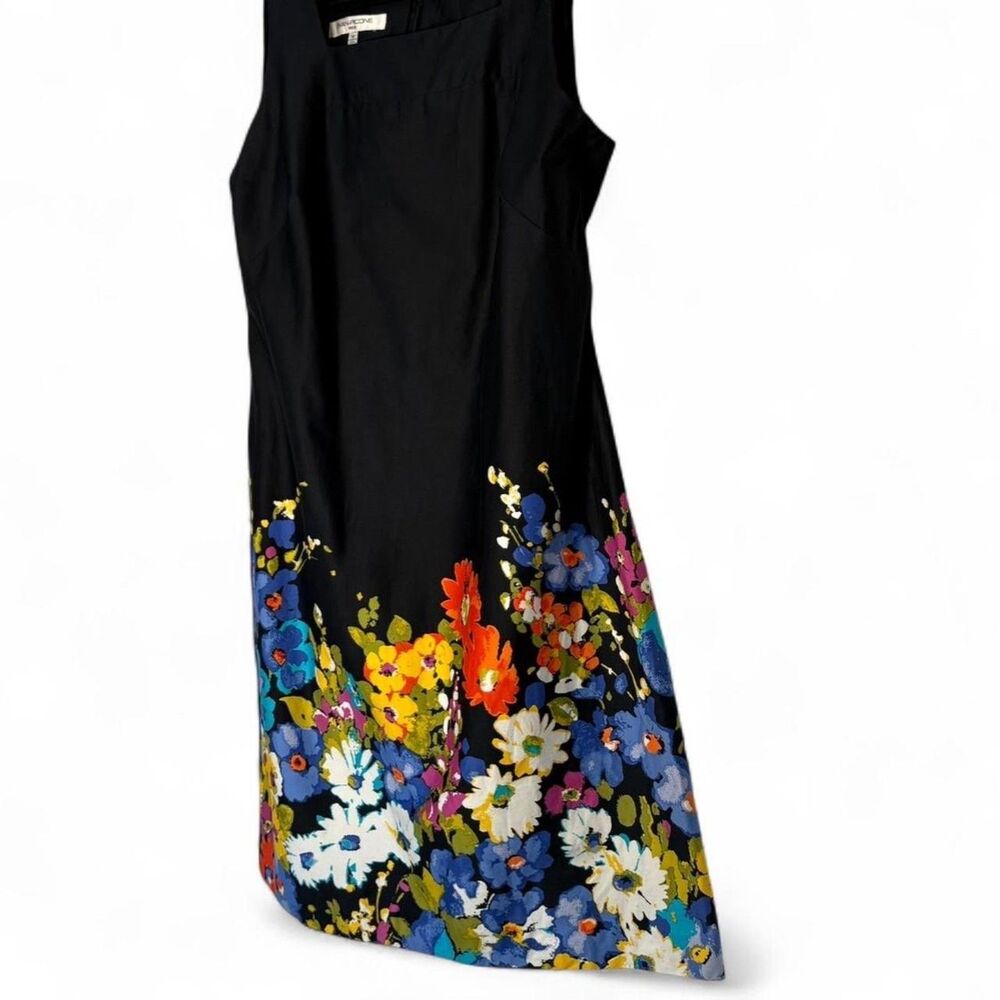 90s VTG Evan Picone Black Floral Cocktail Dress sz 10 Cotton Bold Garden Print - Picture 4 of 9